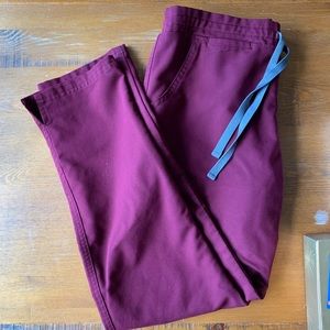 Figs Yola Skinny Scrub Pants Burgundy Petite XS
